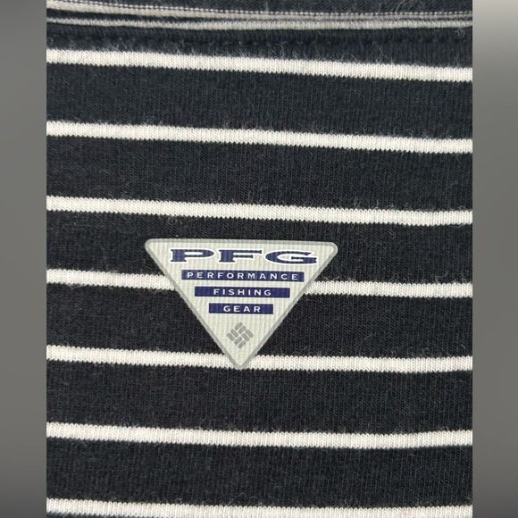 Columbia Cotton Jersey Stretch Black White Stripe Cap Sleeve Sheath Dress Small - Picture 6 of 7